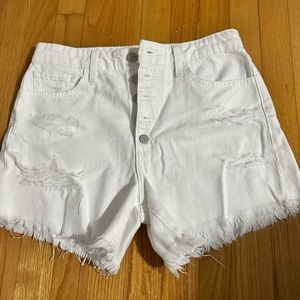 Joes Jeans THE KINSLEY high rise 4" short size 28 distressed white never worn